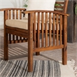 Acacia wood Patio Chairs with Cushions in Dark Brown - Set of 2