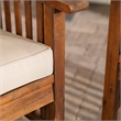 Acacia wood Patio Chairs with Cushions in Dark Brown - Set of 2