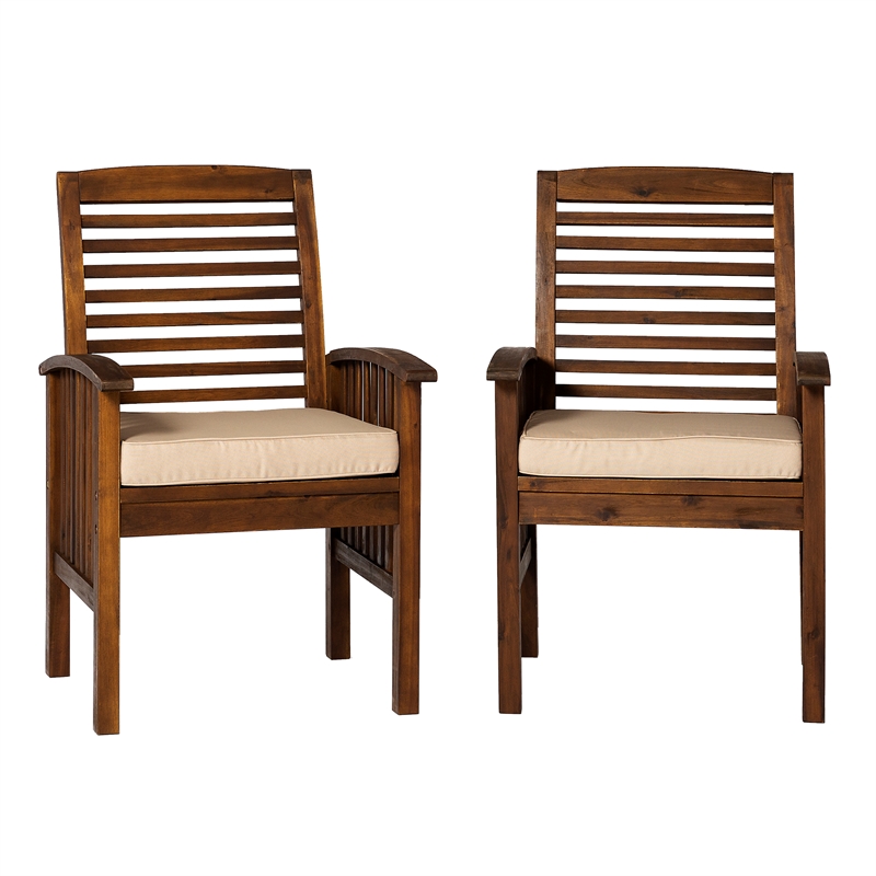 Amazon.com : Walker Edison 2 Piece Outdoor Patio Chevron Wood Chair Set All  Weather Backyard Conversation Garden Poolside Balcony, Set of 2, Brown :  Patio, Lawn & Garden