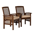 Acacia wood Patio Chairs with Cushions in Dark Brown - Set of 2