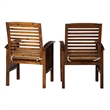 Acacia wood Patio Chairs with Cushions in Dark Brown - Set of 2