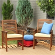 Acacia wood Patio Chairs with Cushions in Dark Brown - Set of 2