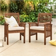 Acacia wood Patio Chairs with Cushions in Dark Brown - Set of 2