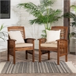 Acacia wood Patio Chairs with Cushions in Dark Brown - Set of 2