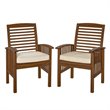 Acacia wood Patio Chairs with Cushions in Dark Brown - Set of 2