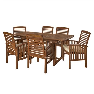 7 piece acacia patio dining set in dark brown