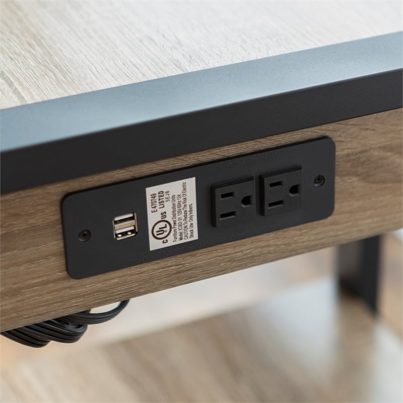 60" Urban Blend Storage Desk in Driftwood and Black