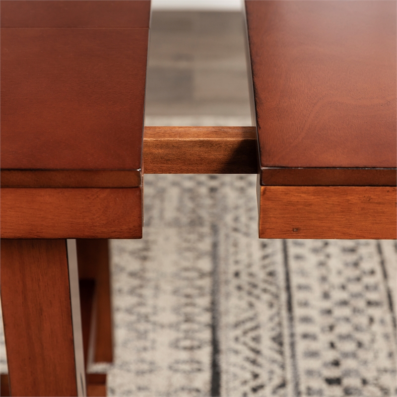 68" Drop Leaf Trestle Wood Dining Table in Dark Oak Cymax Business