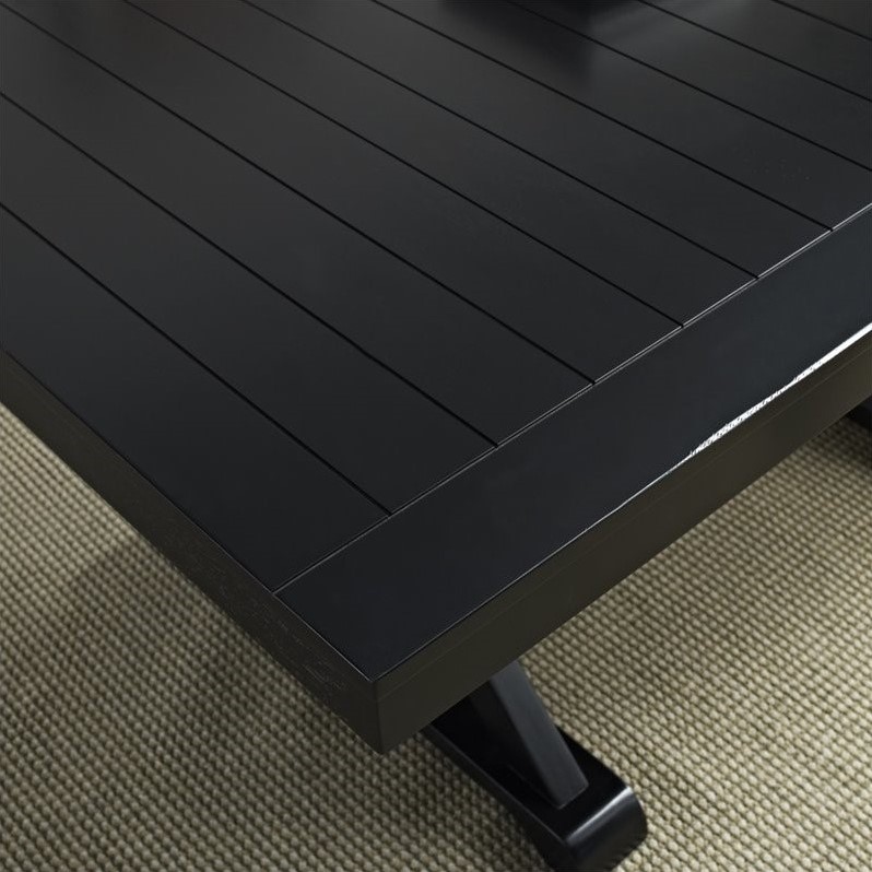 Extendable Trestle Wood Dining Table in Antique Black