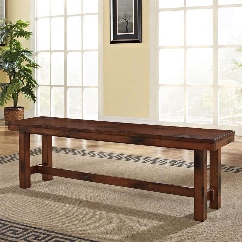 Wood Dining Bench in Dark Oak 812492013297 eBay
