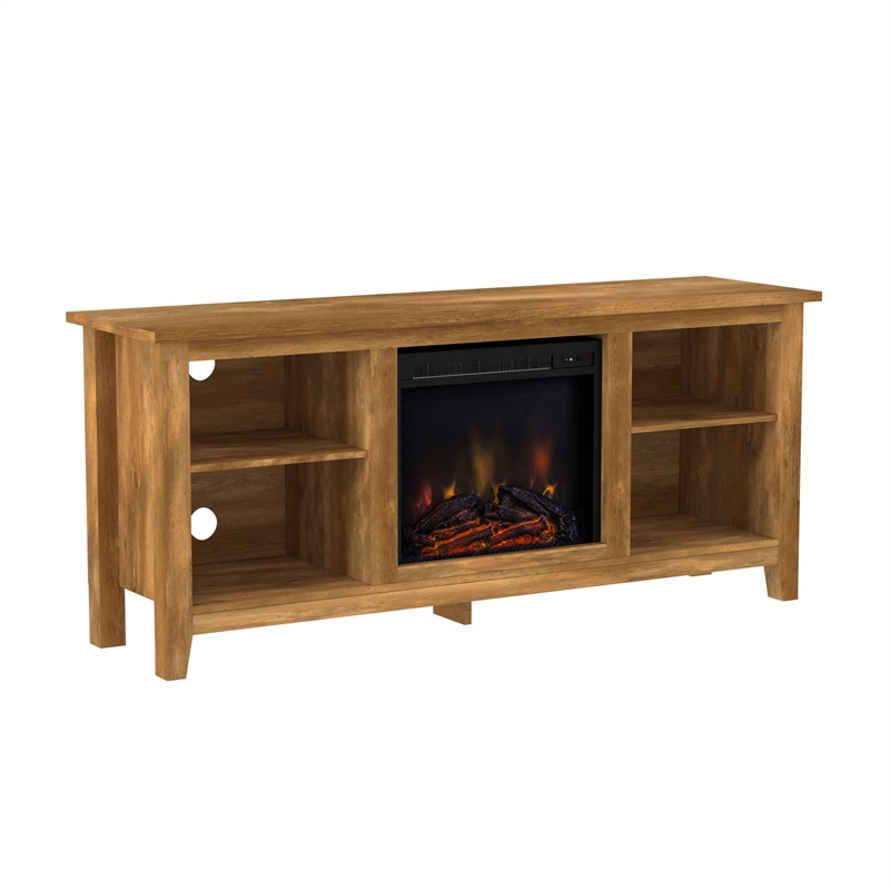 Essential 58" MDF Rustic Farmhouse Fireplace TV Stand Barnwood