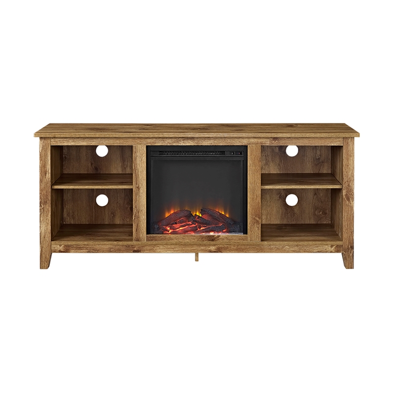 58" Simple Fireplace TV Stand in Barnwood W58FP18BW