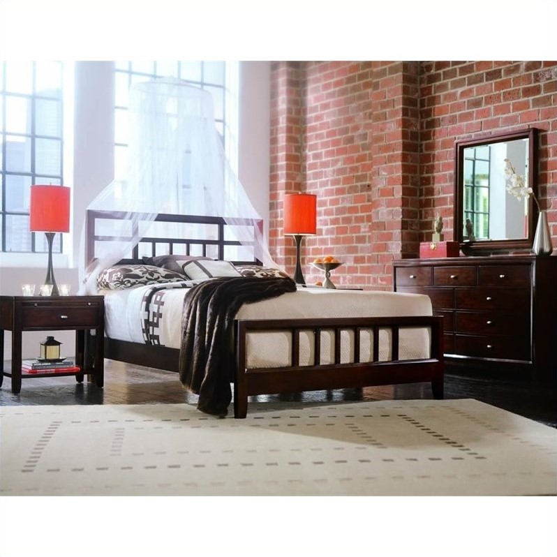 American Drew Tribecca Modern Wood Slat Bed 5 Piece Bedroom Set in ...