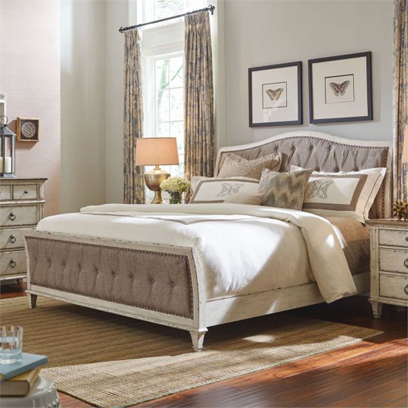 American Drew Southbury Tufted King Sleigh Bed in Brown - 513-316R