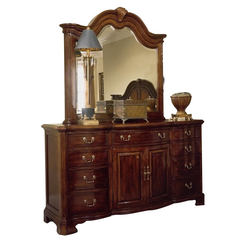 American Drew Bob Cherry Grove Landscape Mirror And Dresser Set