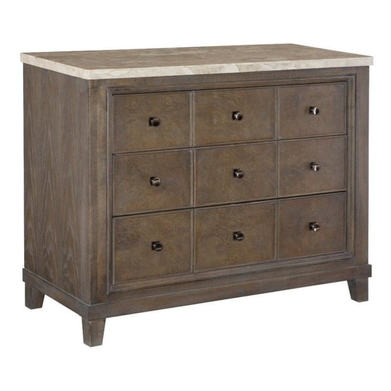 American Drew Park Studio 3 Drawer Wood Apothecary Hall Chest in Taupe