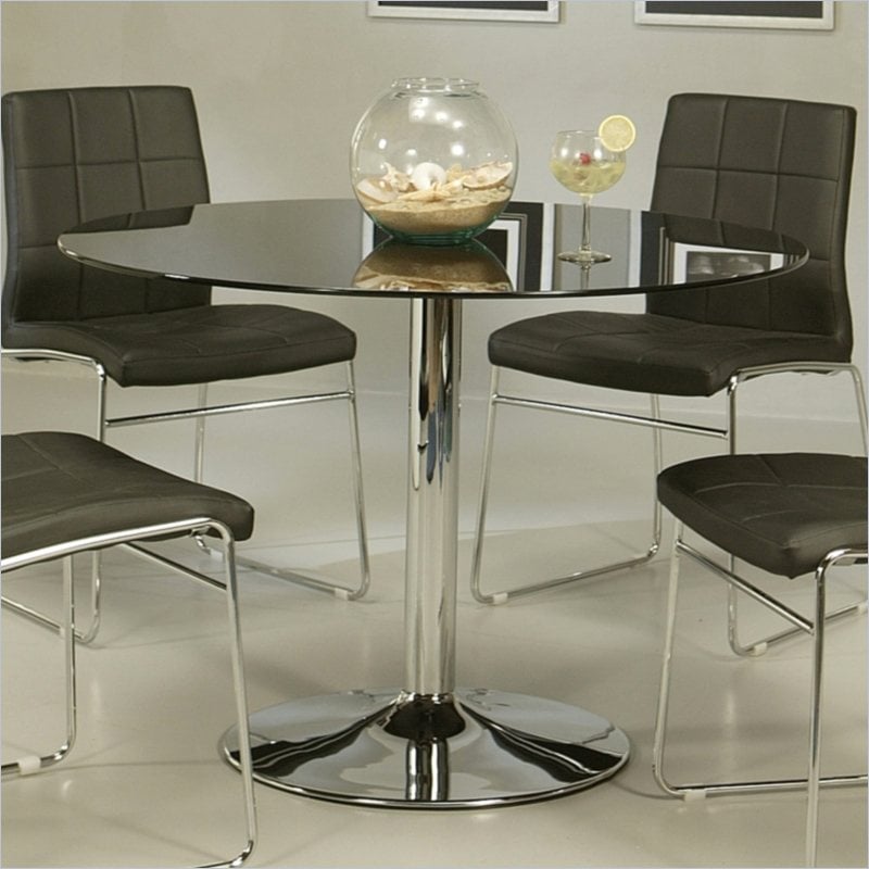 Sundance Round Dining Table In Black Glass Su 515 4414 Kit 2436