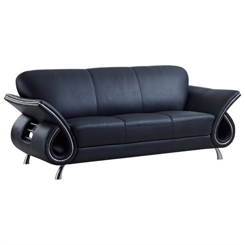 Global Furniture USA Charles Leather Sofa in Black - U559 ...