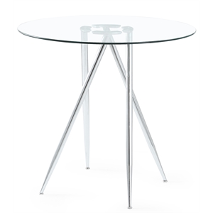 global furniture round glass top pub table in chrome