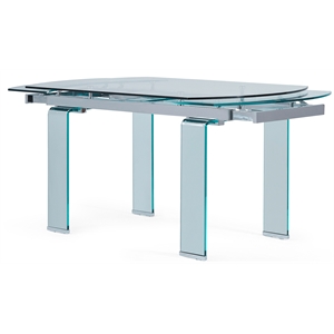 global furniture glass top extendable dining table