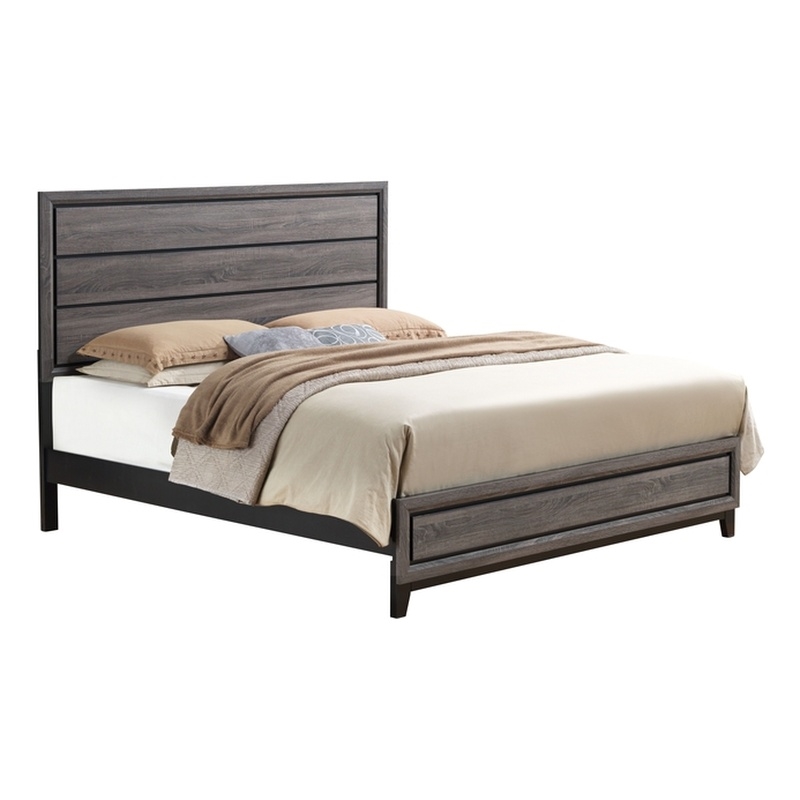 Global Furniture USA Kate Gray Wooden Panel Headboard Queen Bed