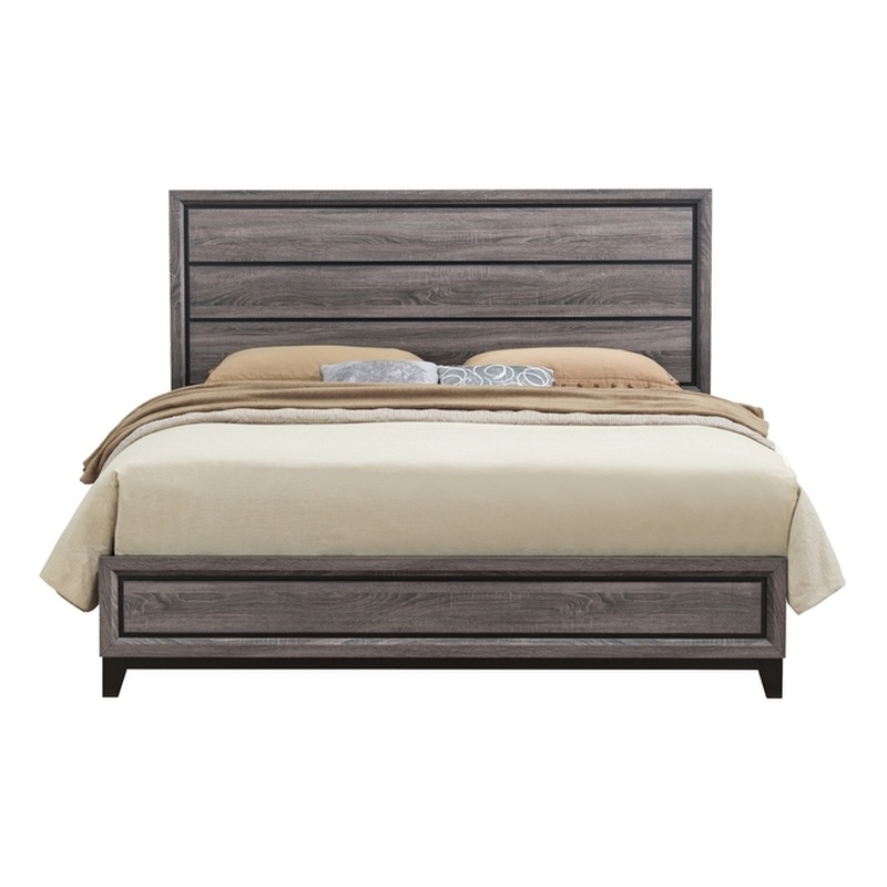 Global Furniture USA Kate Gray Wooden Panel Headboard Queen Bed