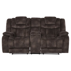 global furniture usa polyblend fabric reclining loveseat w/ ddt in chocolate