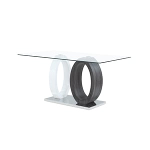 global furniture white-grey oval base dining table