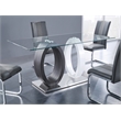 Global Furniture White-Gray Oval Base Glass Top Dining Table