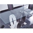 Global Furniture White-Gray Oval Base Glass Top Dining Table