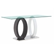 Global Furniture White-Gray Oval Base Glass Top Dining Table