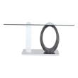 Global Furniture White-Gray Oval Base Glass Top Dining Table