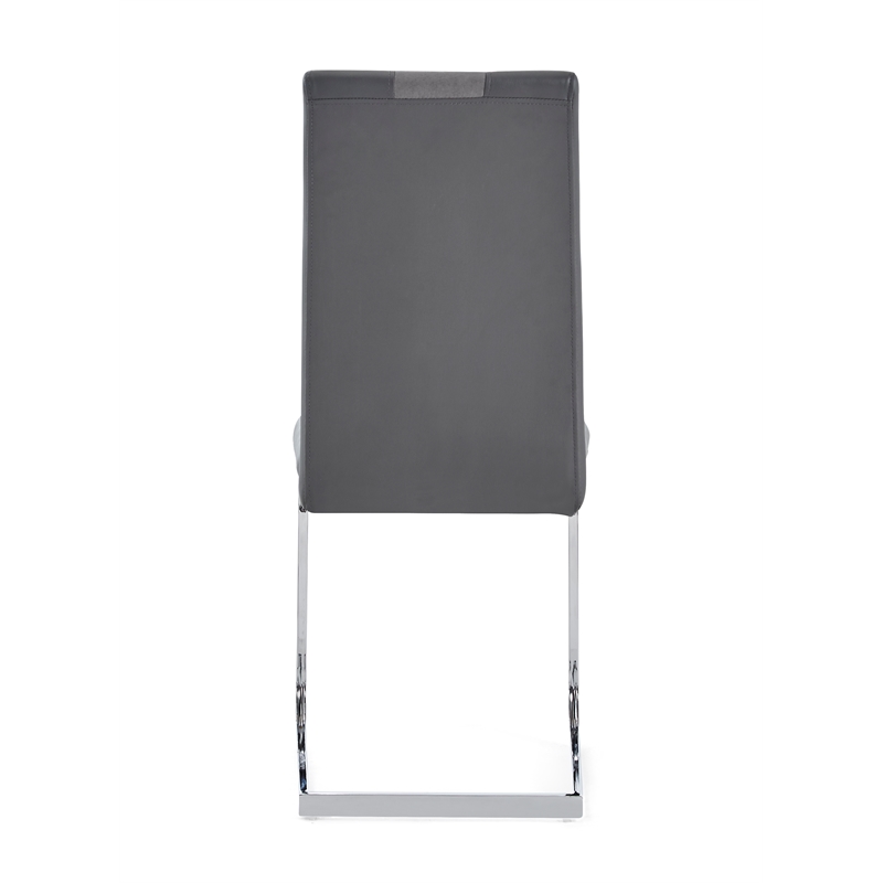 Global Furniture USA Gray Faux Leather Dining Chairs with Silver Metal Base