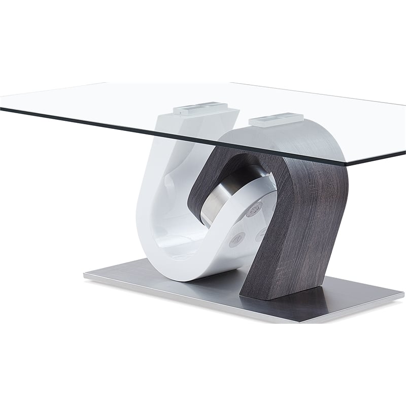Global Furniture USA Gray and White Glass Top Coffee Table
