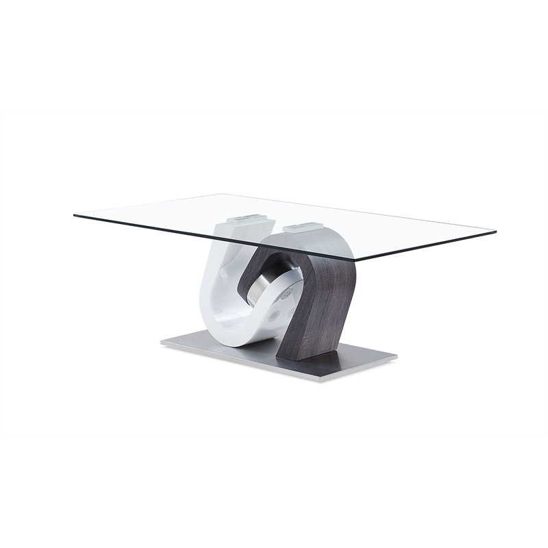 Global Furniture USA Gray and White Glass Top Coffee Table