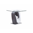 Global Furniture USA Gray and White Glass Top End Table with Metal Platform