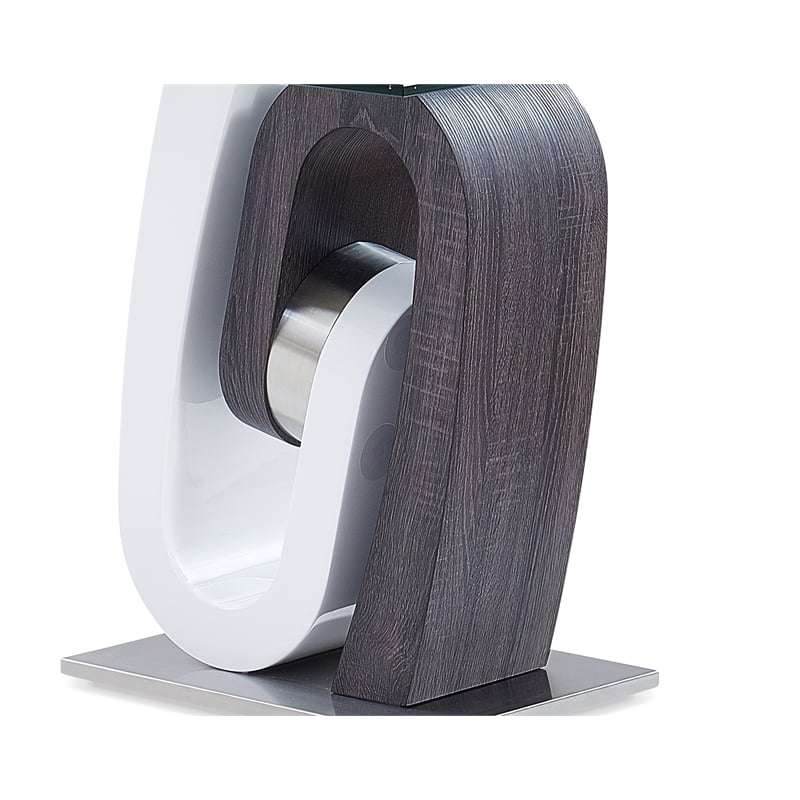 Global Furniture USA Gray and White Glass Top End Table with Metal Platform