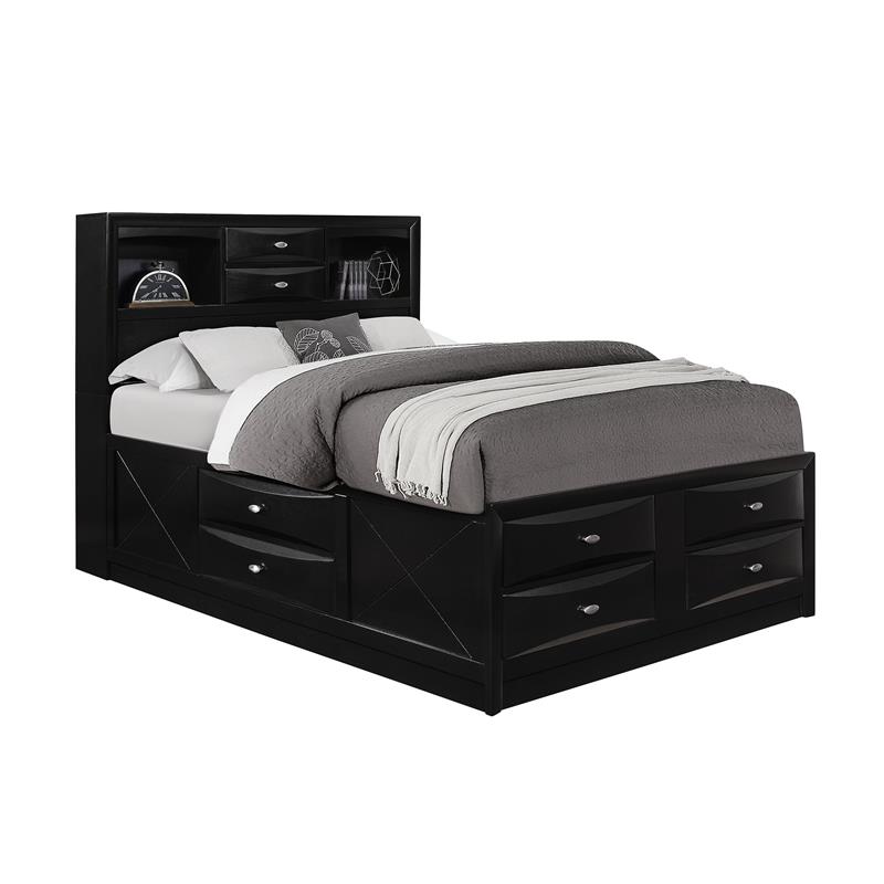 Global Furniture USA Linda Contemporary Black Storage Wooden King Bed