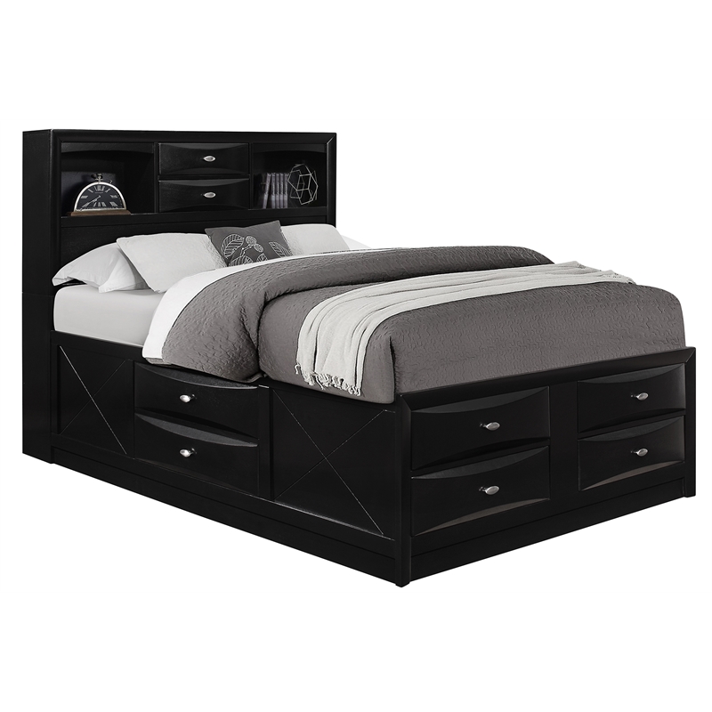 Global Furniture USA Linda Contemporary Black Storage Wooden King Bed