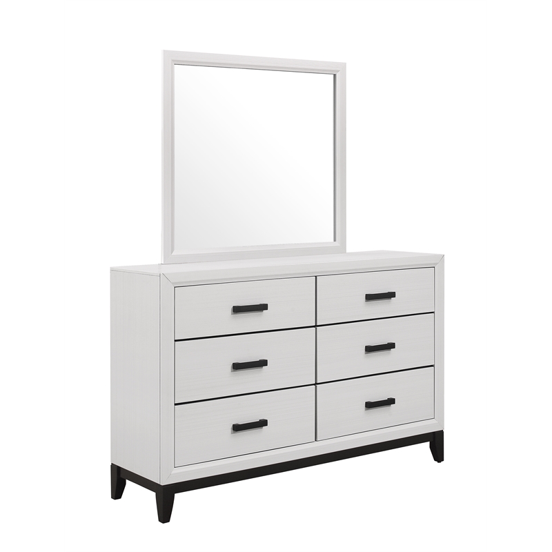 Global Furniture USA Kate White Wood Bedroom Mirror for Dresser