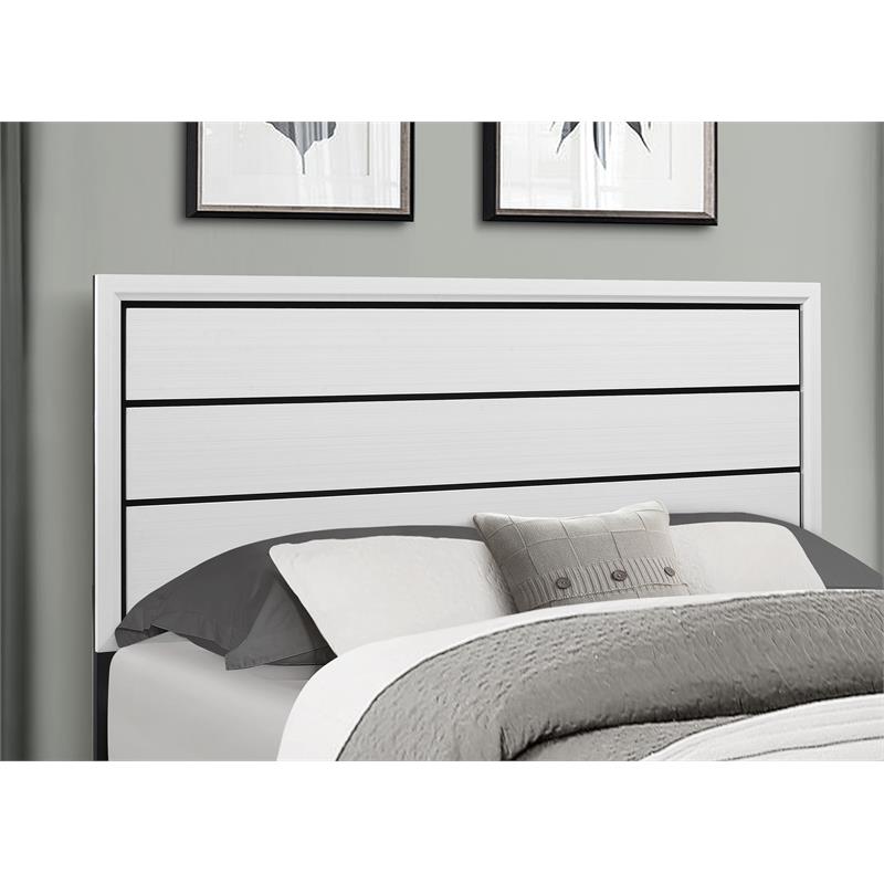 Global Furniture USA Kate White Wood Panel Headboard King Bed