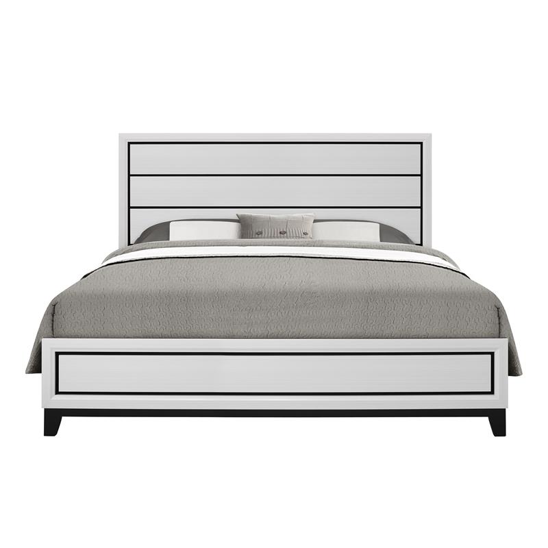 Global Furniture USA Kate White Wood Panel Headboard King Bed