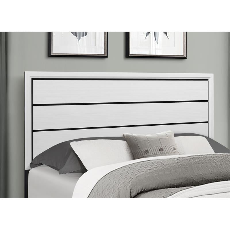 Global Furniture USA Kate White Wood Panel Headboard Queen Bed