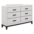 Global Furniture USA Kate White and Black 6-Drawer Wood Bedroom Dresser