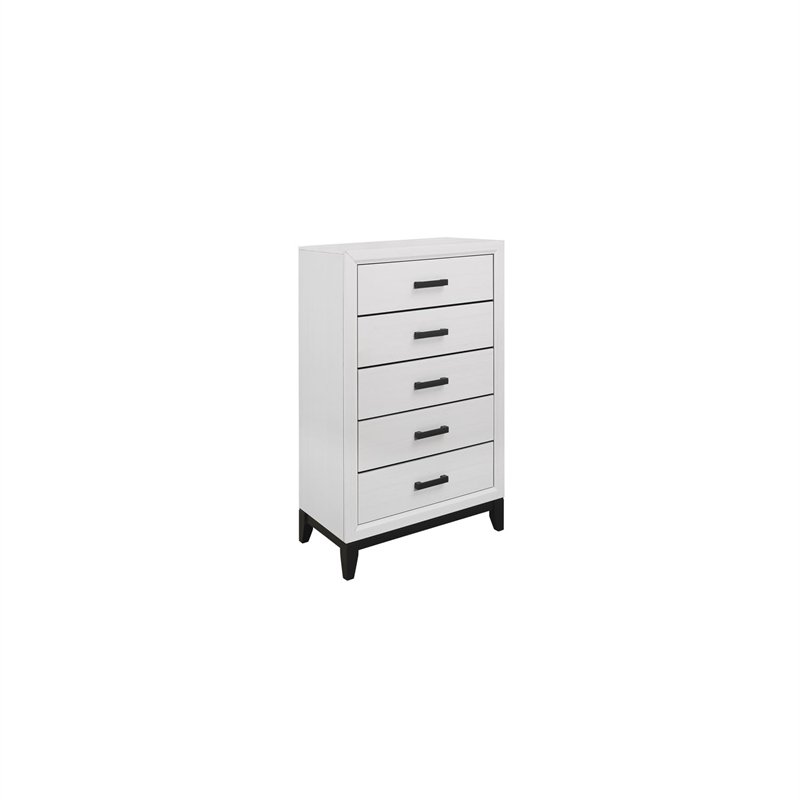 Global Furniture USA Kate White and Black 5-Drawer Bedroom Chest