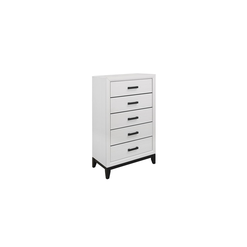 Global Furniture USA Kate White and Black 5-Drawer Bedroom Chest