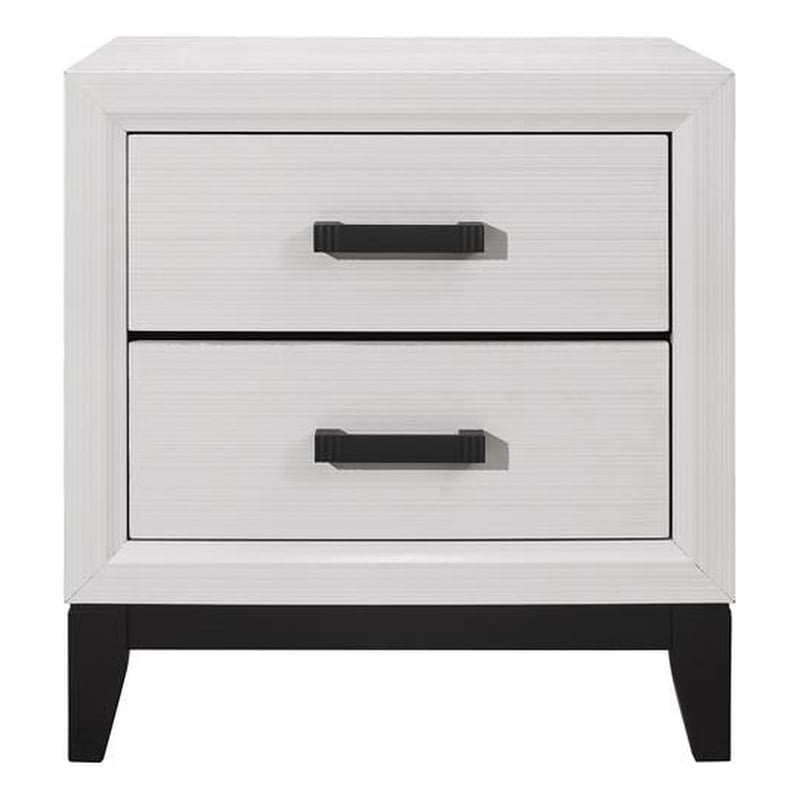 Global Furniture USA Kate White and Black Wood 2-Drawer Nightstand