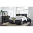 Global Furniture USA Linda Black Wood Full Bed with Bookcase and Storage
