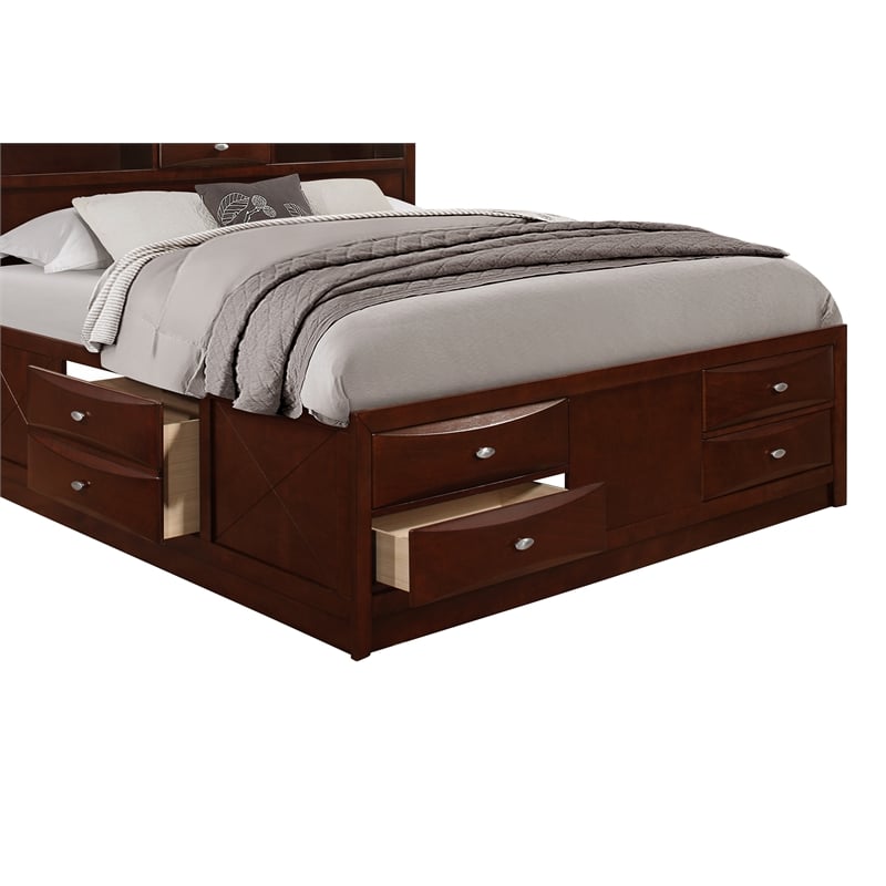 Global Furniture USA Linda New Merlot Wood Full Bed with Bookcase and Storage