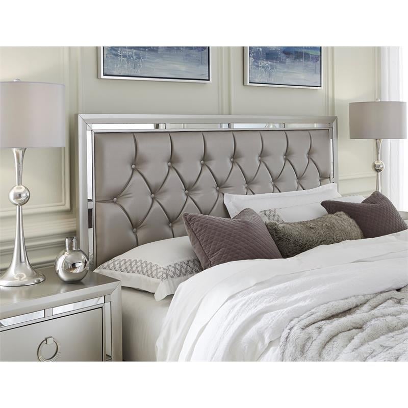 Riley Silver Tufted Upholstered Full Bed